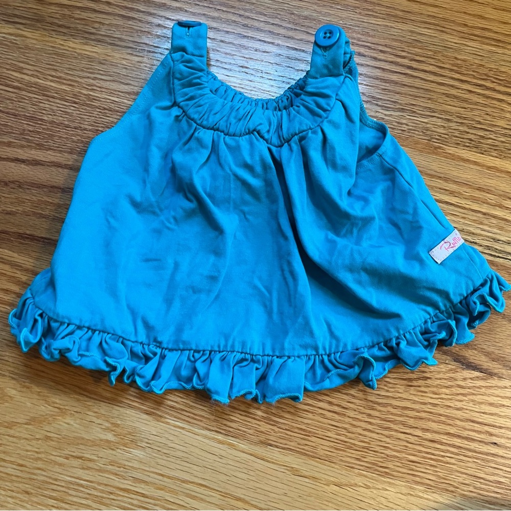 Ruffle Butts blue petal back top size 3-6 months